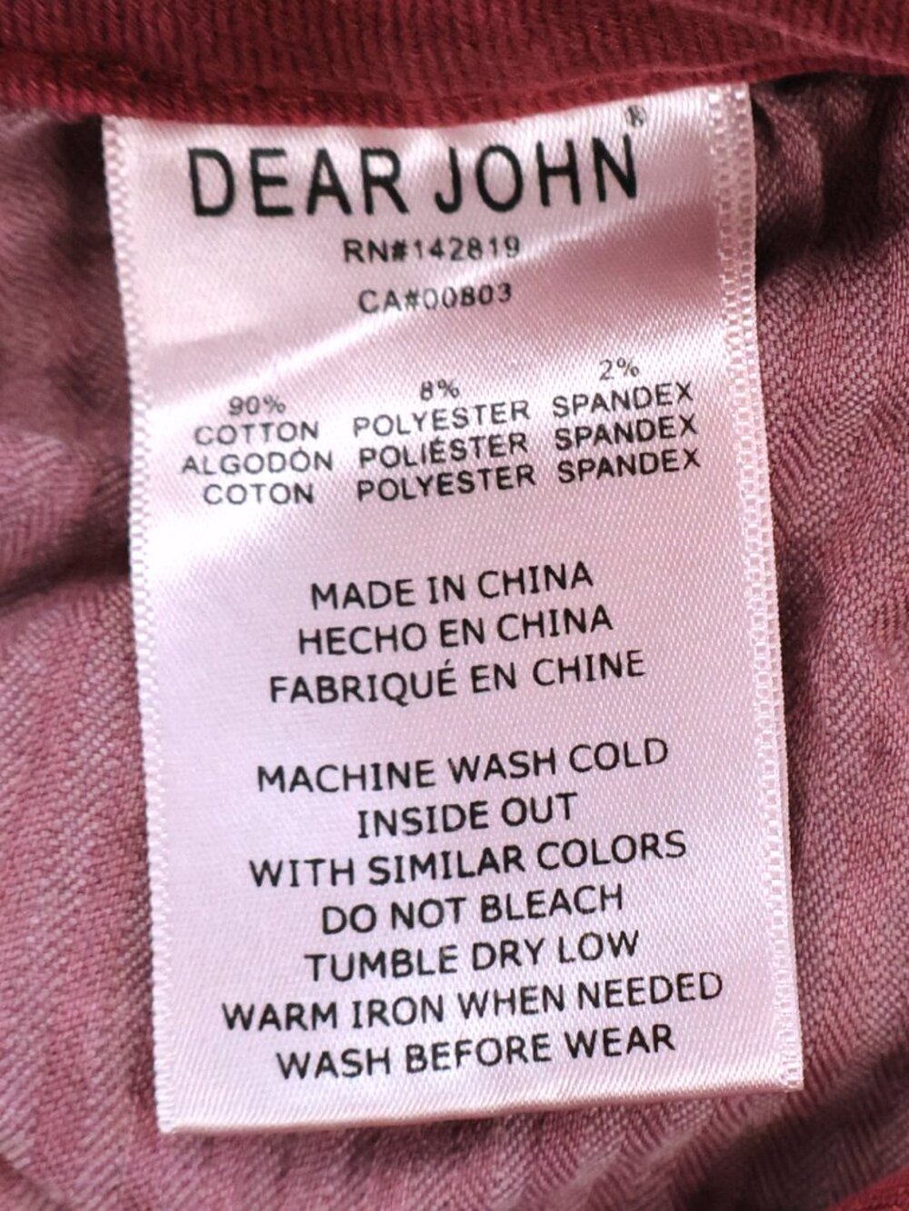 Dear John Blaire Straight Jeans Size 25 Burgundy Stretch Mid Rise Ankle - Picture 7 of 8